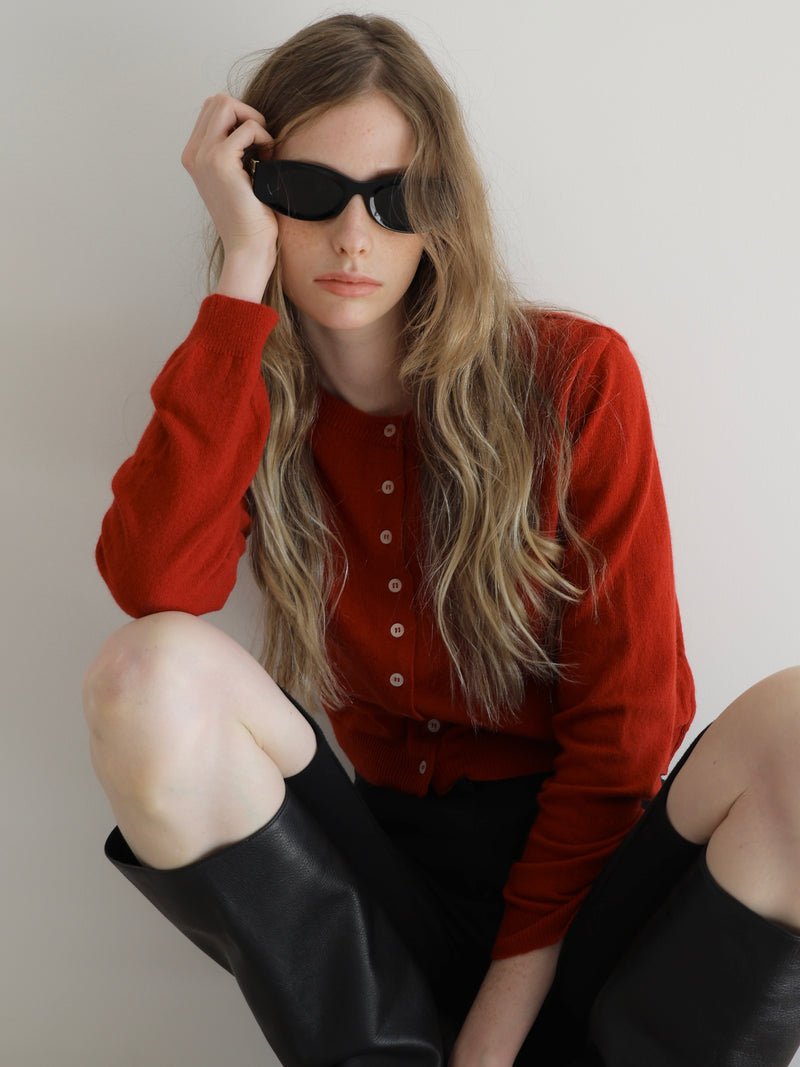 wool crew neck cardigan