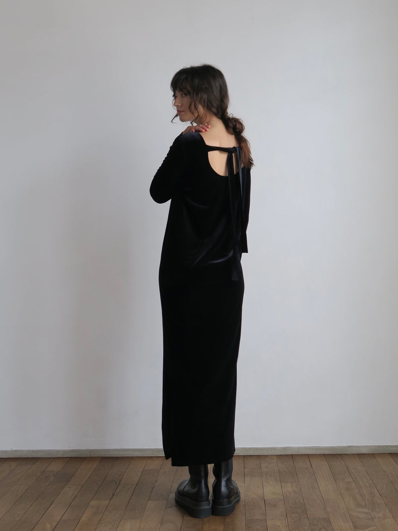 【阪急うめだ本店 POP UP】 back ribbon velour dress