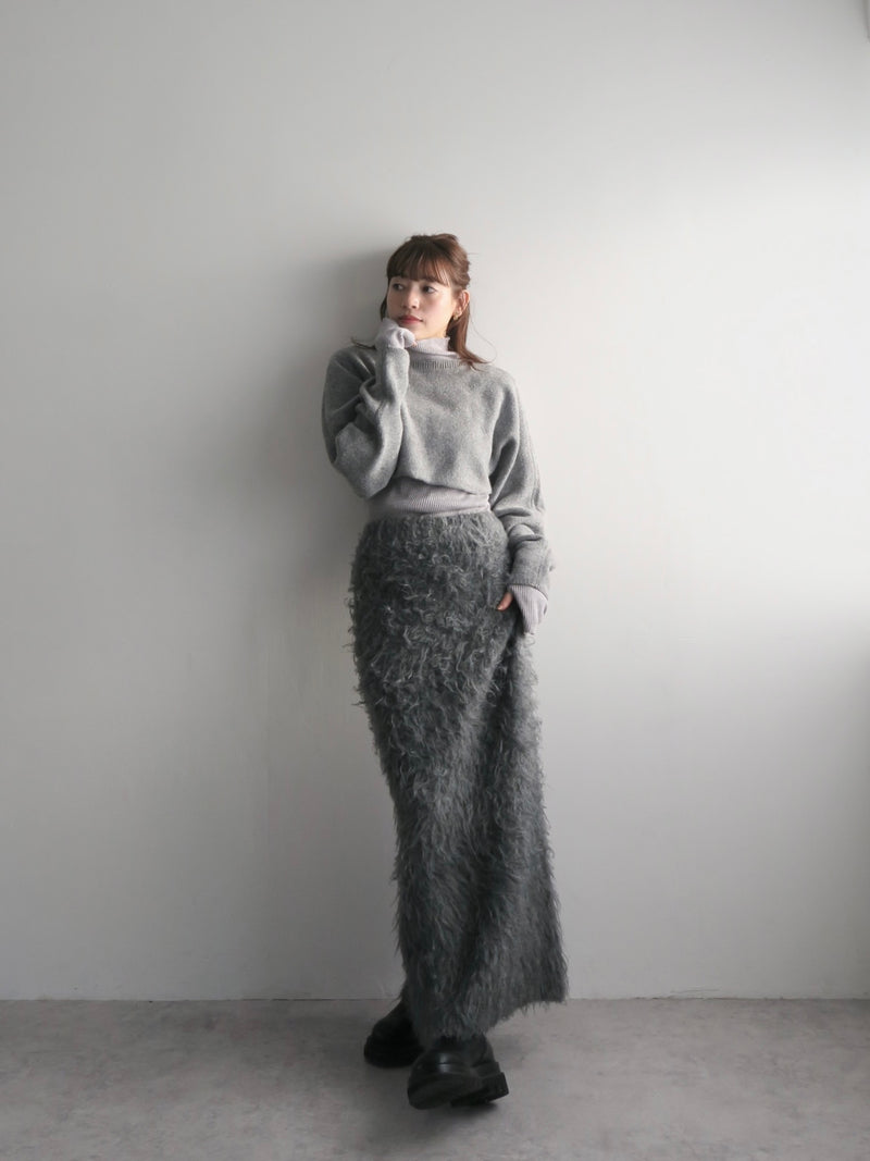 shaggy knit long skirt