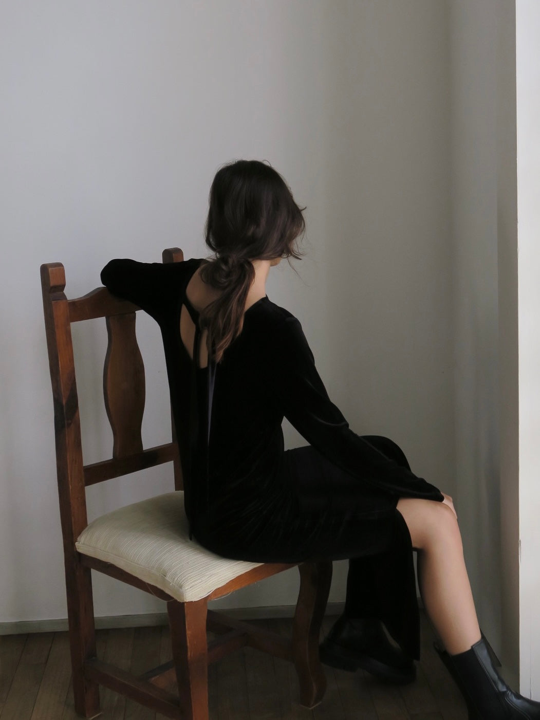 back ribbon velour dress – miies miim