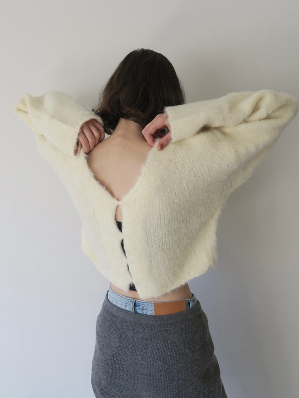 volume sleeve knit cardigan