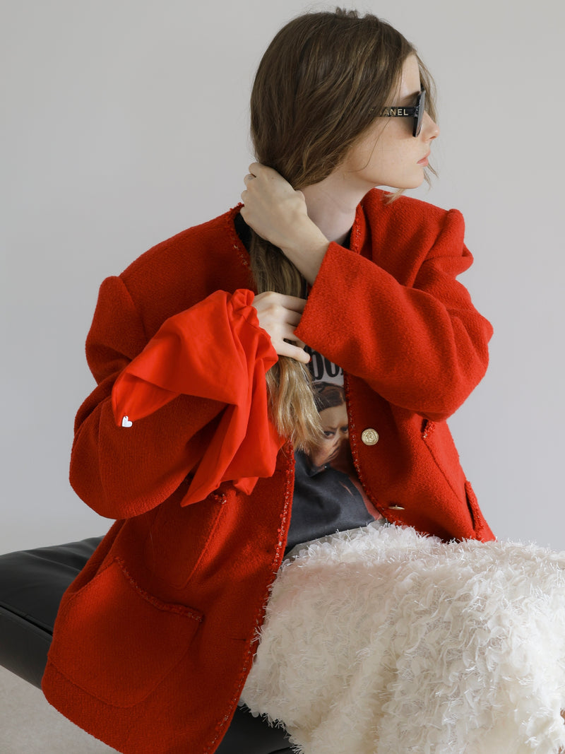 WOOL OVERSIZED TWEED JACKET