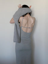 BACK OPEN RIB CAMI DRESS