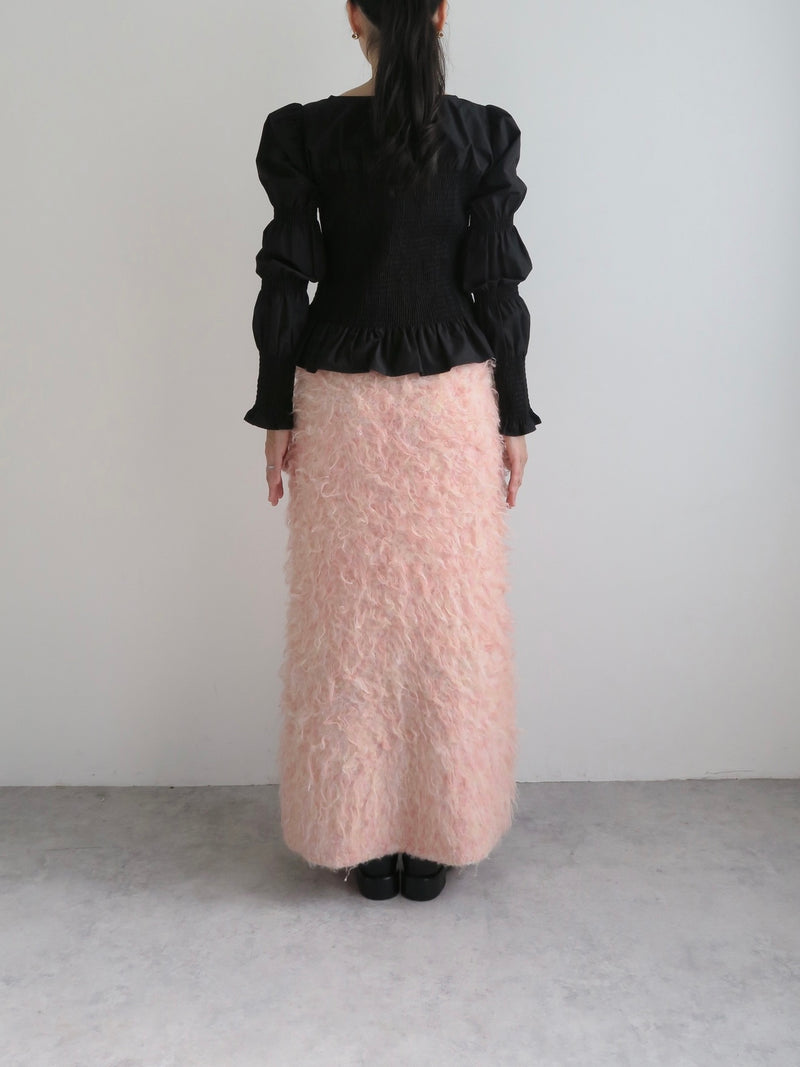 shaggy knit long skirt