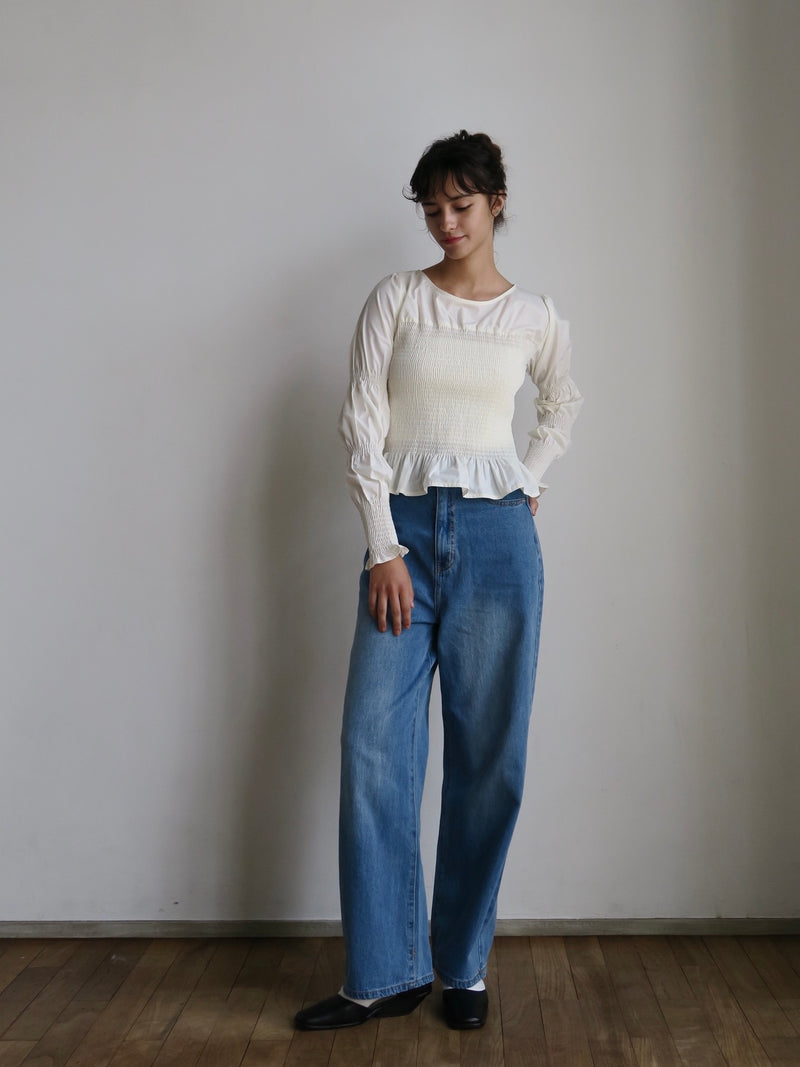 【阪急うめだ本店 POP UP】 onion gather design blouse（ivory）