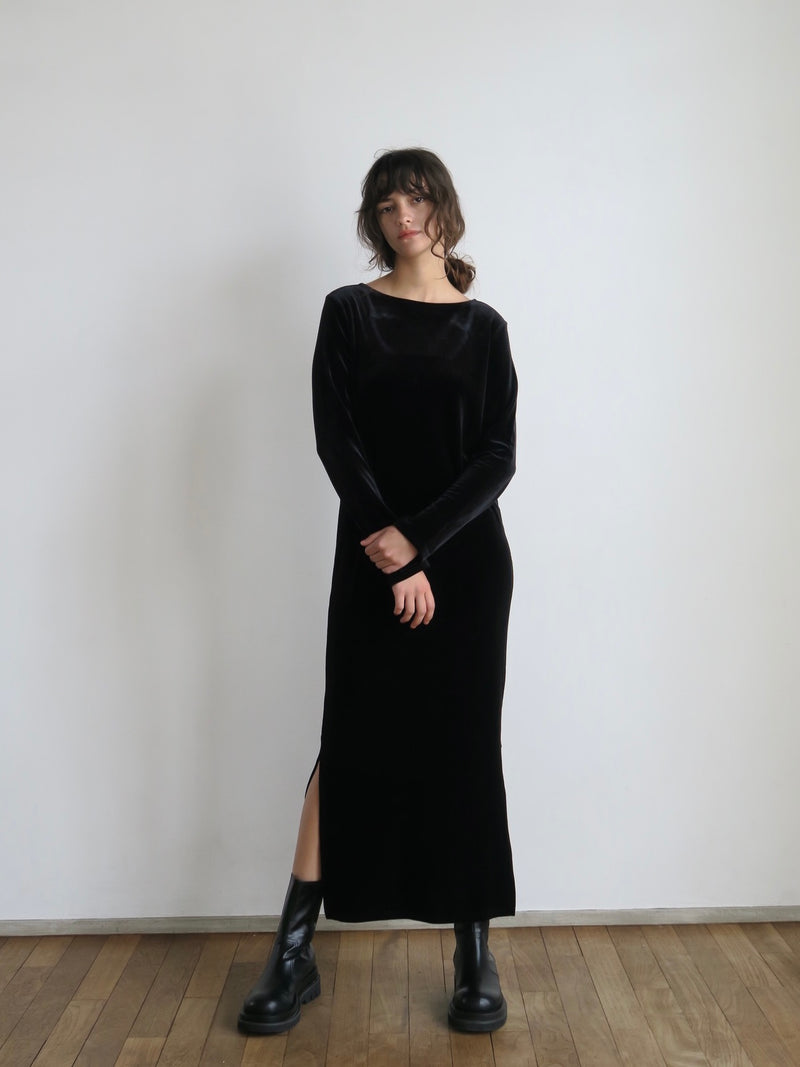 【阪急うめだ本店 POP UP】 back ribbon velour dress