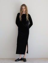 back ribbon velour dress