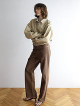 brown straight denim