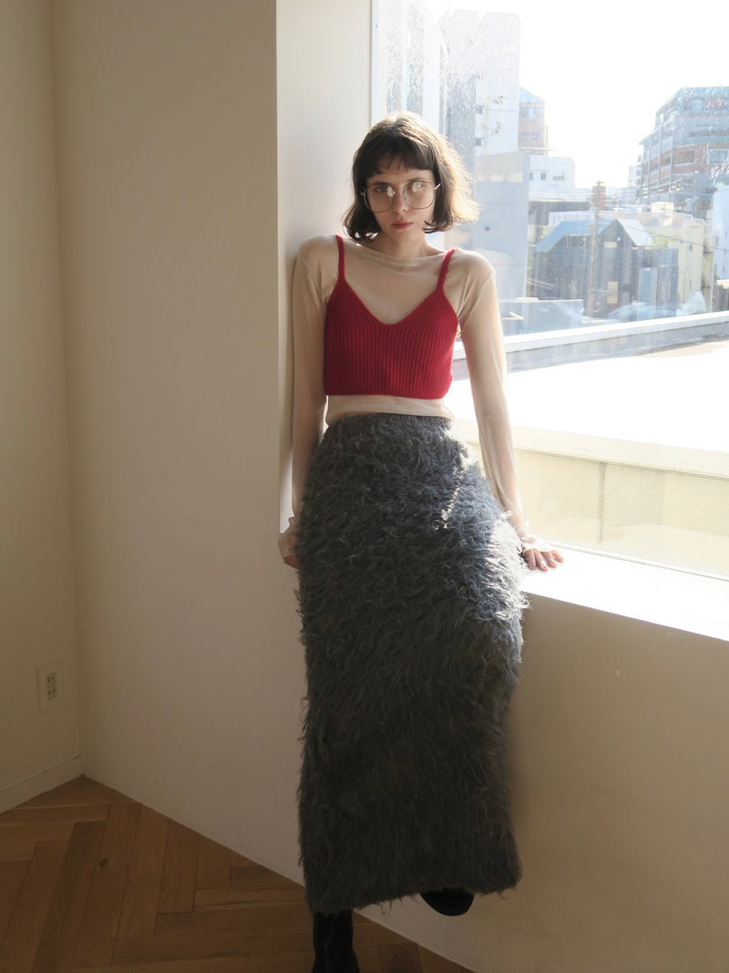 shaggy knit long skirt