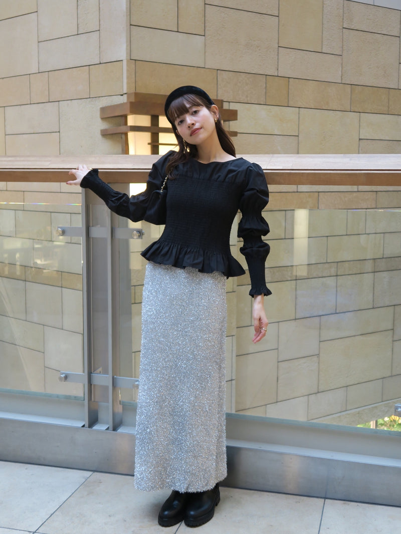 glitter knit maxi skirt