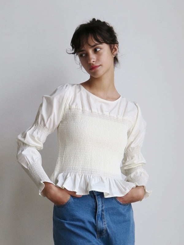 【阪急うめだ本店 POP UP】 onion gather design blouse（ivory）