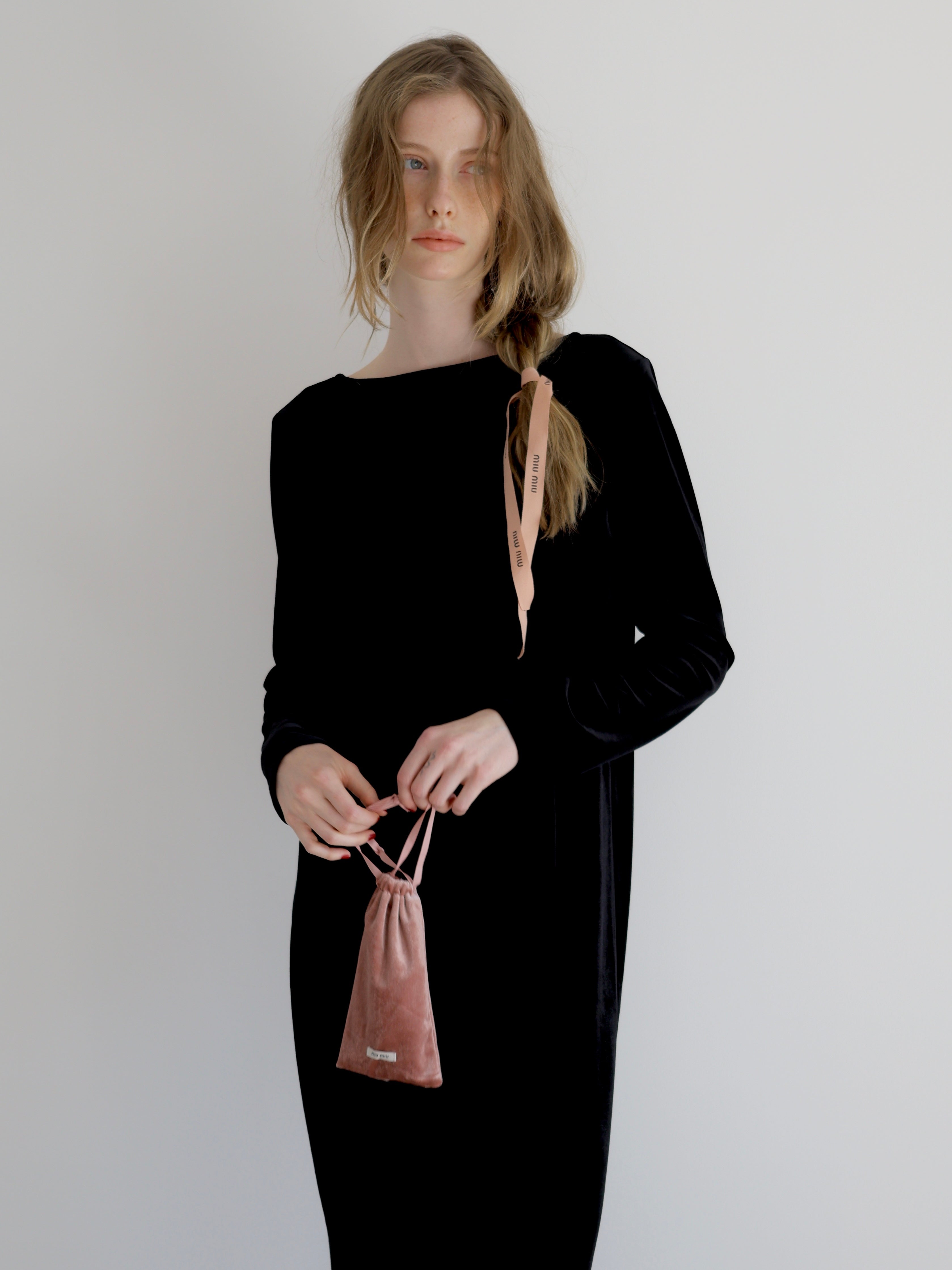 back ribbon velour dress – miies miim