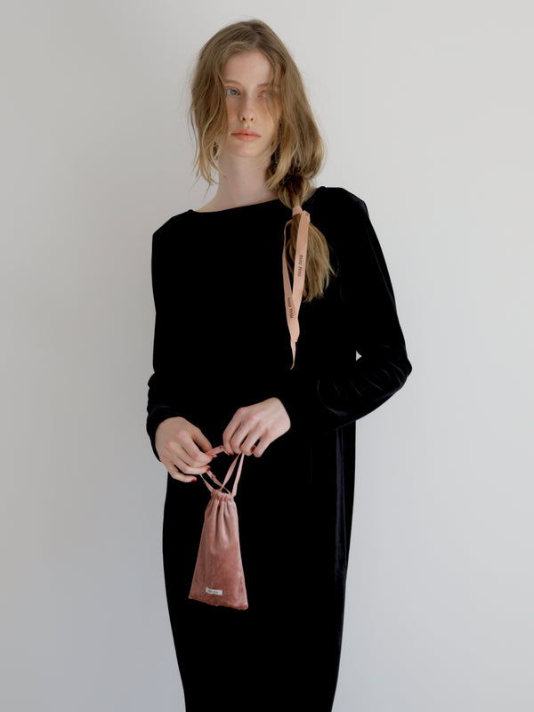 back ribbon velour dress