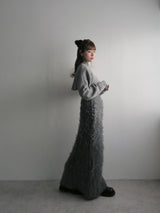 shaggy knit long skirt