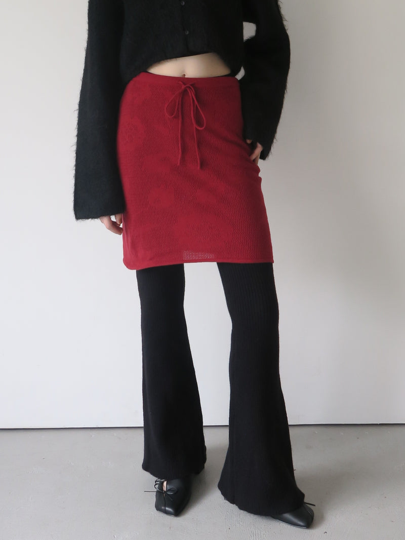 rib flare knit pants