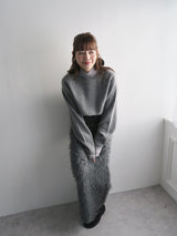 shaggy knit long skirt