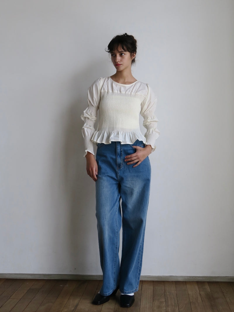 【阪急うめだ本店 POP UP】 onion gather design blouse（ivory）