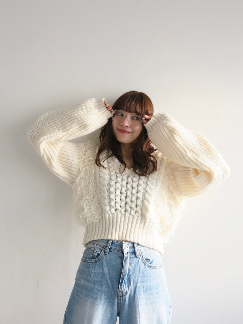 fringe cropped knit