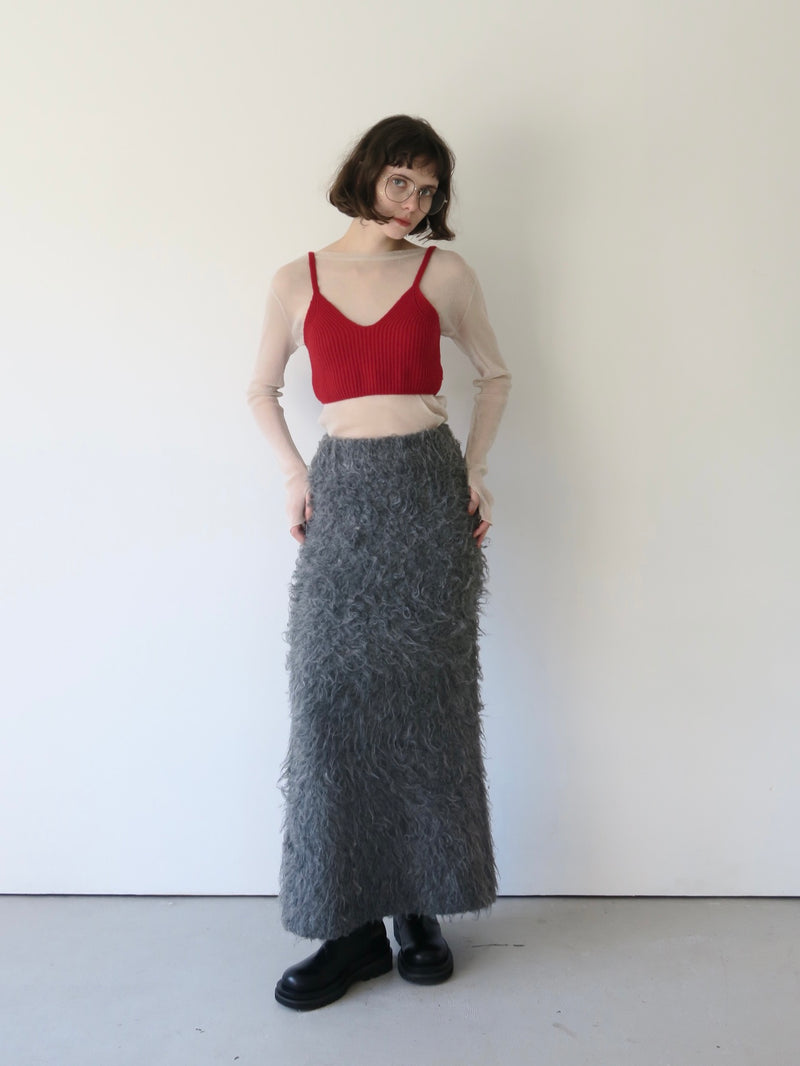 shaggy knit long skirt