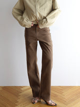 brown straight denim