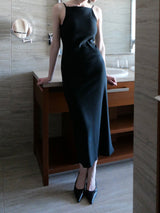 BACK OPEN RIB CAMI DRESS