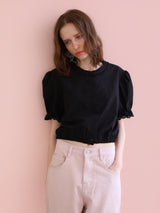 soft puff frill blouse