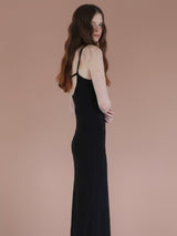 BACK OPEN RIB CAMI DRESS