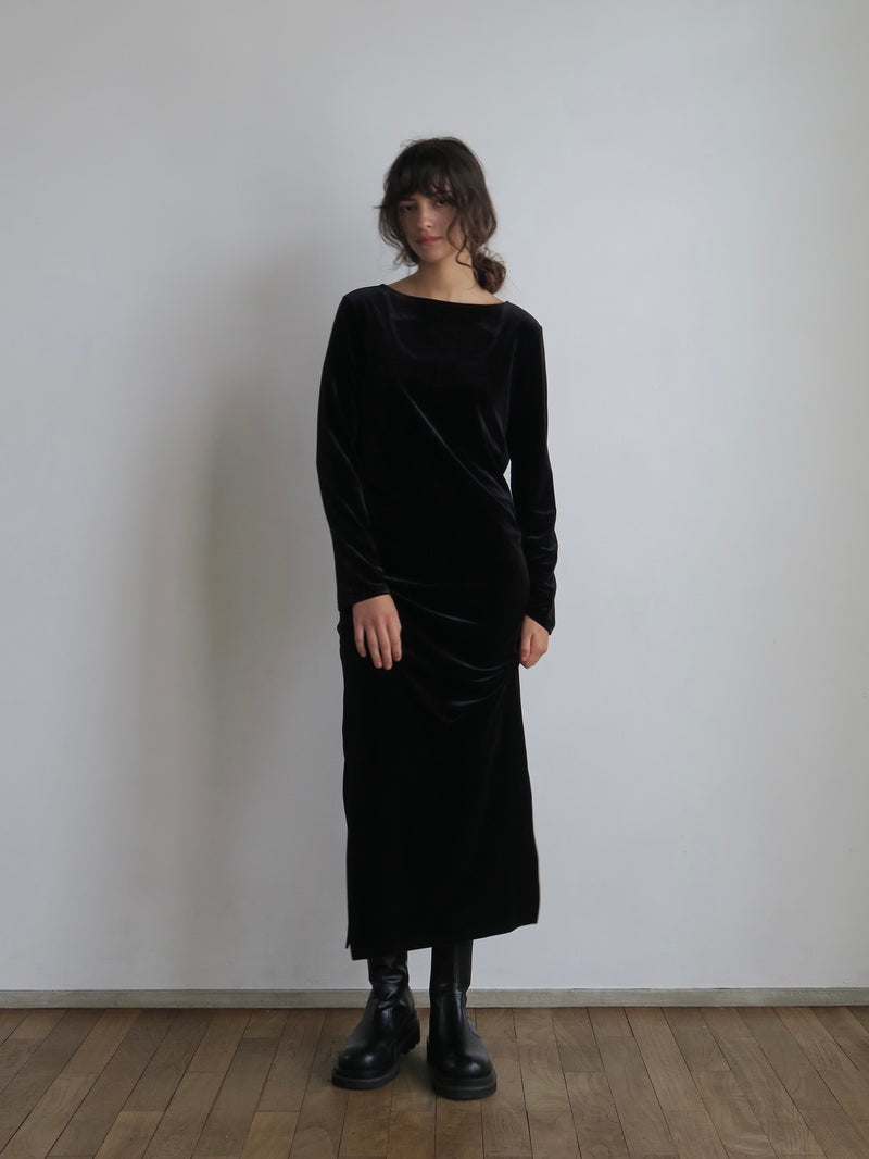 【阪急うめだ本店 POP UP】 back ribbon velour dress