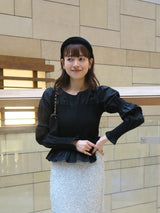 onion gather design blouse（black）