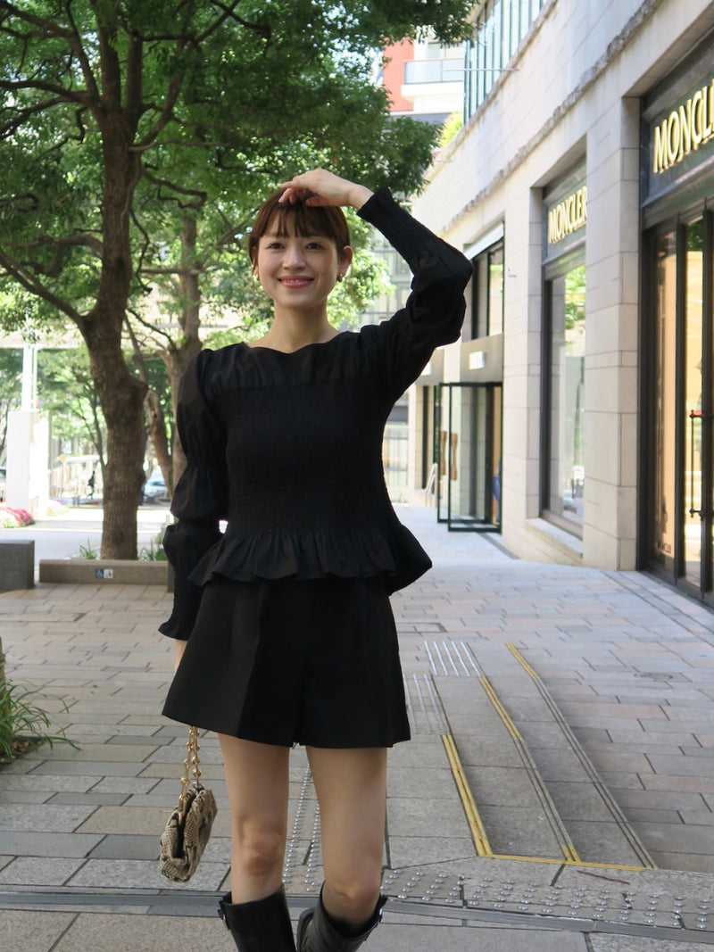 【阪急うめだ本店 POP UP】onion gather design blouse（black）