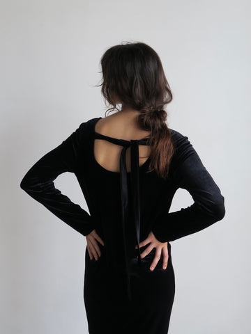 back ribbon velour dress ( black ) – miies miim