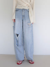 damaged wide denim