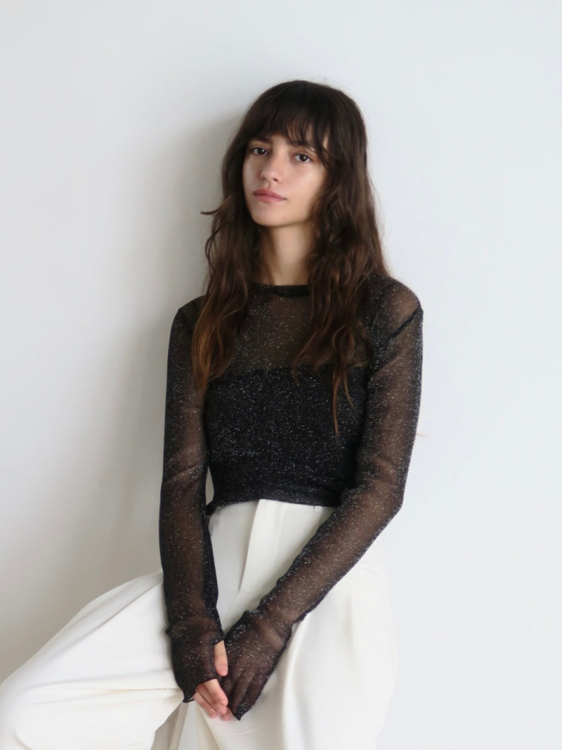 【阪急うめだ本店 POP UP】 glitter sheer tops（black）