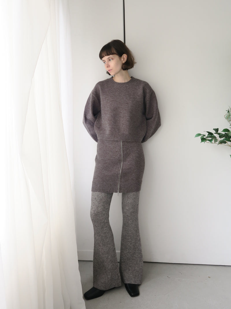 rib flare knit pants