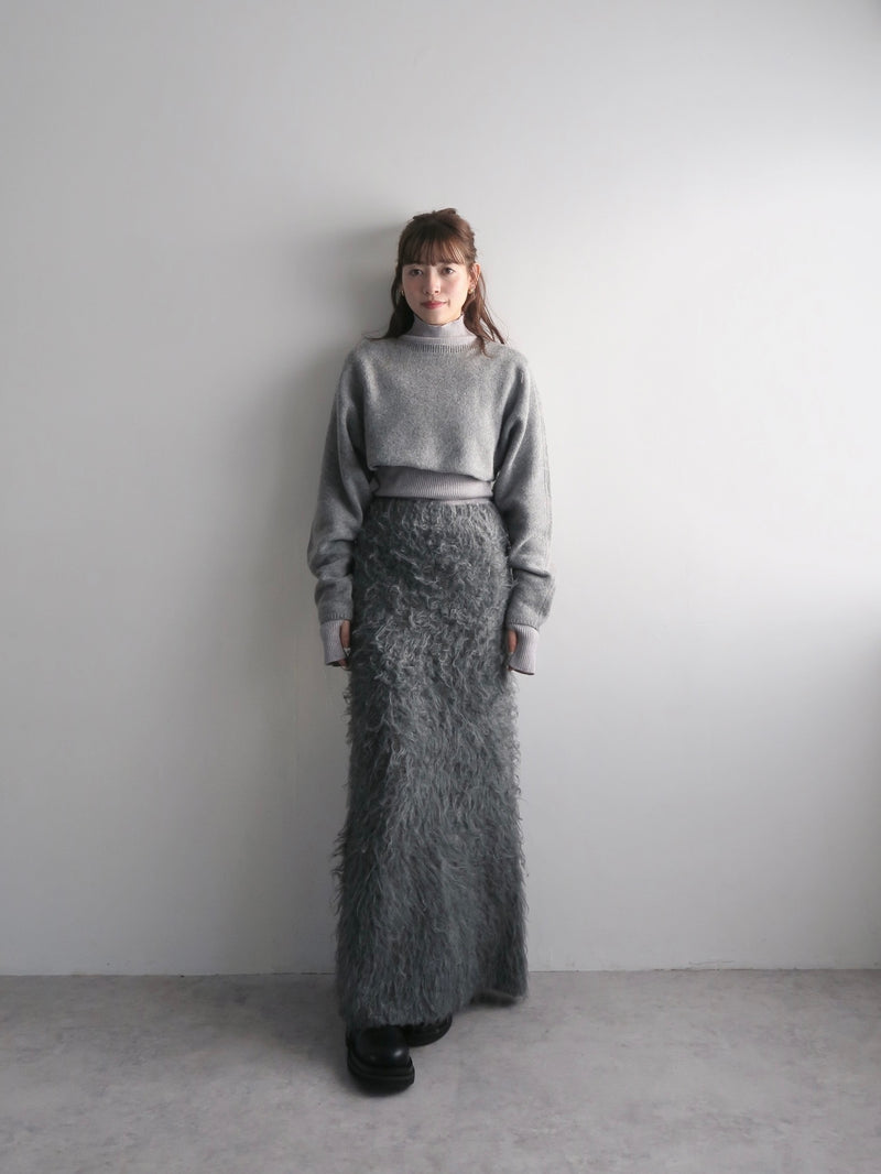 shaggy knit long skirt