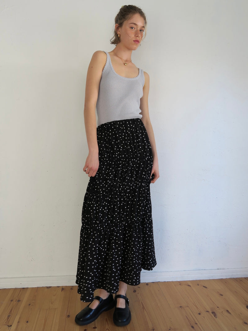 dot washer shirring skirt