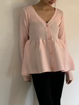 rib peplum cardigan