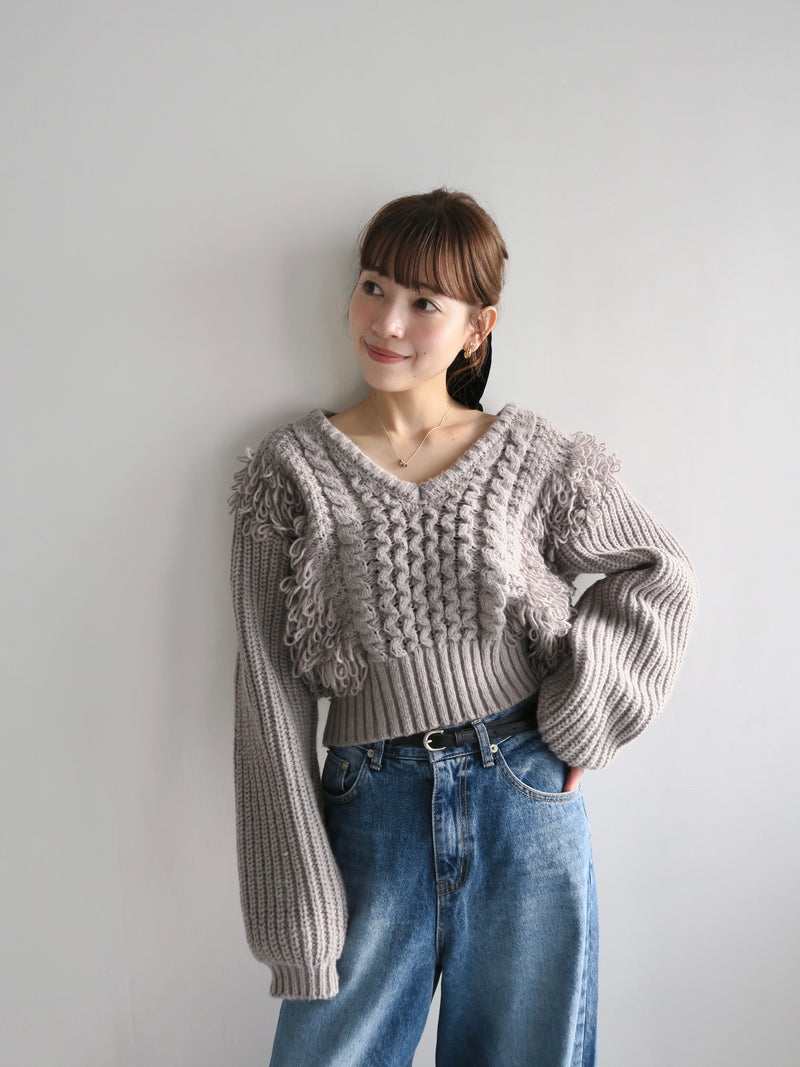 fringe cropped knit