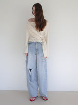 damaged wide denim