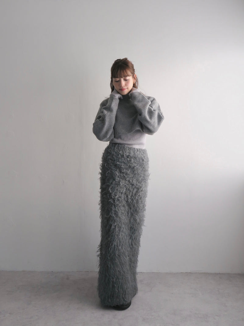 shaggy knit long skirt