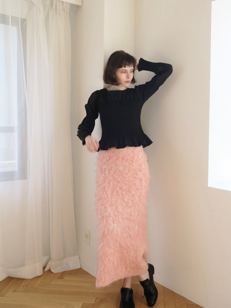 shaggy knit long skirt