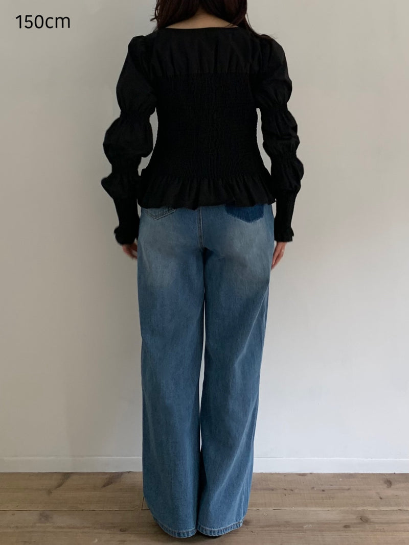 【阪急うめだ本店 POP UP】onion gather design blouse（black）