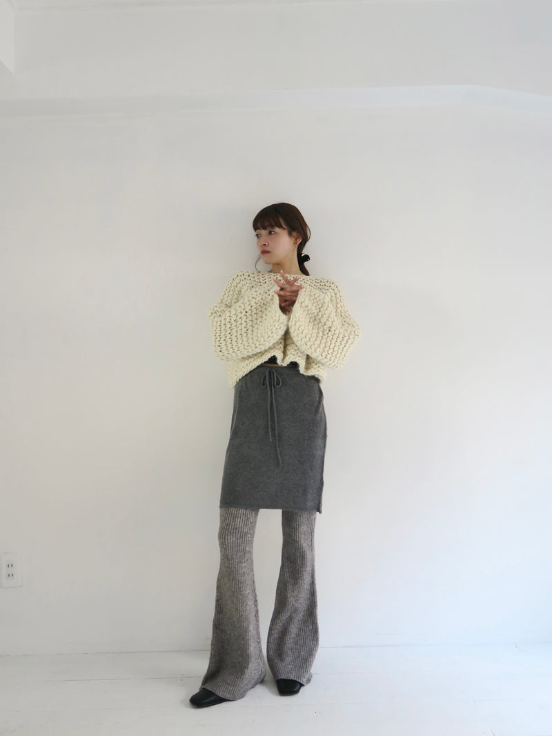 rib flare knit pants