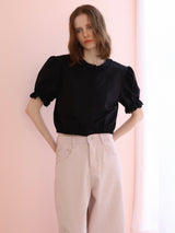 soft puff frill blouse