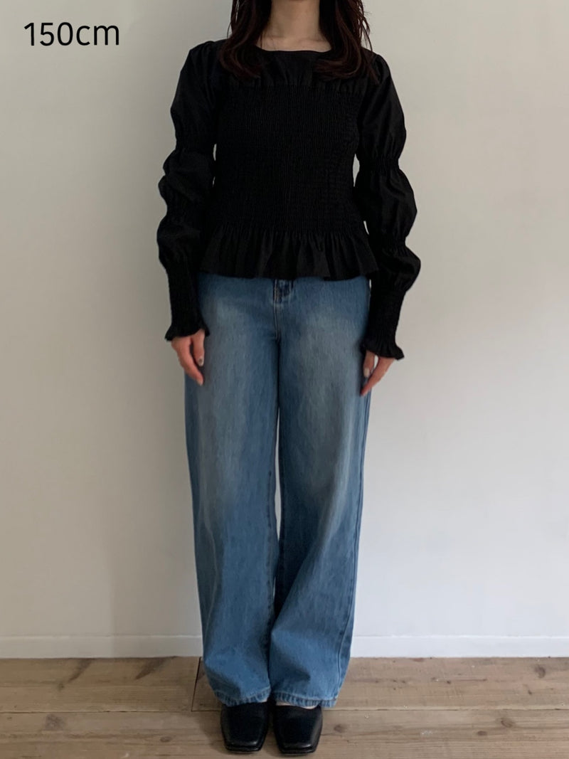 【阪急うめだ本店 POP UP】onion gather design blouse（black）