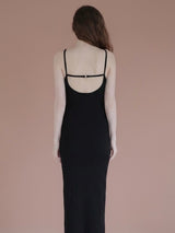 BACK OPEN RIB CAMI DRESS