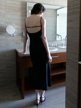 BACK OPEN RIB CAMI DRESS