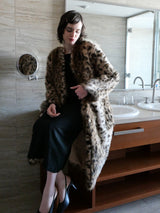 [ sample sale ] mink like leopard scarf long coat