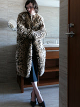 [ sample sale ] mink like leopard scarf long coat