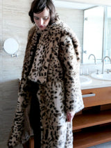 [ sample sale ] mink like leopard scarf long coat